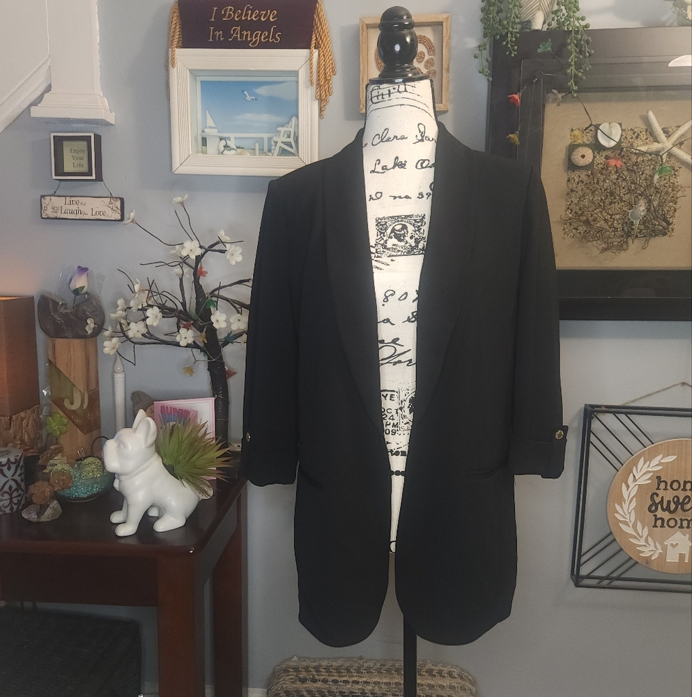 Anne Klein Blazer Black With Gold Buttons Womens Size Medium